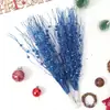 Decorações de Natal 42cm barba de dragão dourada com glitter festão glitter de frutas hastes palitos com contas carnaval ramos de frutas vermelhas com glitter dourado