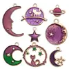 YukuMixed 8 Estilos Gota de Aceite Estrella Luna Planeta Gato Dijes de Aleación DIY Aretes Collar Accesorios de Joyería