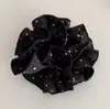 Goma para el pelo satinada tipo scrunchie con lunares en forma de corazón estilo francés para coleta baja, accesorio de goma para el pelo dulce y suave para niñas
