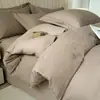 Conjunto de cama jacquard de alta qualidade com quatro peças, 100% algodão, capa de edredom de algodão puro escovado, adequada para todas as estações, capa de edredom e lençol