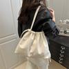 Bolsa Tote de Axila Plissada de Grande Capacidade Estilo Coreano Feminina 2025 Primavera Nova Bolsa de Ombro com Cordão Bolsa Balde
