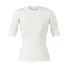 Camiseta Lisa de Color Sólido Moderna y Elegante con Cuello Redondo Pequeño y Mangas Medias, Nuevo Modelo de Primavera, Capa Base Versátil y de Corte Ajustado para Mujer