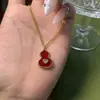 Novo colar de cabaça vermelha feminino leve luxo coração amor diamante corrente clavicular presente Dia dos Namorados fornecimento ao vivo transfronteiriço