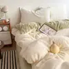 Ins cor sólida simples duas cores veludo de leite conjunto de quatro peças A-class blogueira luxo leve coração de menina dopamina fronha de veludo de leite