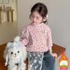 Camiseta Básica Forrada com Fleece para Meninas Outono e Inverno 2024 Nova Roupa Íntima de Gola Alta para Bebês Meninas, Blusa Infantil Grossa de Inverno