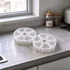 Caja de Plástico Transparente Redonda de 6 Compartimentos para Empaque de Uñas Postizas y Cuentas de Aretes, Organizador de Cuentas para Joyería, Caja de Almacenamiento para Piezas de Anzuelos