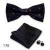 Conjunto de tres piezas de corbata y pañuelo de bolsillo para hombre, de poliéster, con estampado para banquetes, bodas, camisas, lazos y cuello con flores