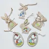 Artesanías de Madera Pascua Decorativa Pieza de Madera Colgante Conejo Caja de Regalo Huevo DIY Pintado a Mano Adornos Colgantes Accesorios de Madera