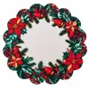 Corona de Navidad Posavasos Redondo Borde Ondulado Decoración de Mesa Festiva Almohadilla Aislante Térmico Transfronterizo 35cm