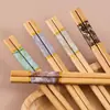 Palillos de Bambú de Gama Alta para Uso Doméstico, Sin Pintar, Sin Cera, Resistentes al Moho, Antideslizantes, Resistentes a Altas Temperaturas, Un Palillo por Persona, Palillos de Madera Natural Pura