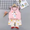 Ropa Infantil 2024 Verano Nuevo Traje Chaleco Infantil Algodón Puro Comercio Exterior Bebé Sin Mangas Shorts Estilo Coreano Ropa para Niños