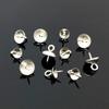Venta al por mayor de soportes para colgantes de acero inoxidable, soportes para perlas, soportes para cuencos con forma de ojo de oveja roscado, soportes para tapas de cuentas, soportes para cubrir cuentas, accesorios de joyería DIY.