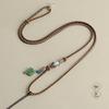 Nuevo colgante de cristal de fresa Ruyi de un solo lado, cordón de jade con cera de abejas, colgante de jade para hombres y mujeres, tejido de cuatro hebras ajustable