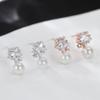 Pendientes de Perlas Simples Elegantes de Plata de Ley S925 con Cuentas de Estrellas Nicho de Lujo Ligero Pendientes de Moda Versátiles Pendientes