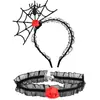 Set de Diadema y Collar para Halloween, Diadema de Telaraña, Accesorios Festivos para Fiesta, Pasadores, Accesorios Populares para el Cabello para Tomar Fotos