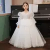 Vestido de Princesa para Niñas, Vestido de Coro para Bodas, Dulce Bordado de Perlas para Niños, Dama de Honor, Anfitrión, Cumpleaños, Vestido Largo para Actuación de Piano