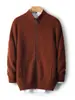Nuevo Cárdigan Grueso de Lana 100% para Hombre para Otoño e Invierno con Cuello Alto, Cremallera, Bolsillos, Suéter de Punto Holgado de Moda