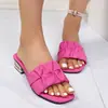 Sandalias de Verano 2027 para Mujer Tallas Grandes, Estilo Francés, Tacón Alto, Plisadas, Tacón Grueso, Chanclas Versátiles, Venta al por Mayor