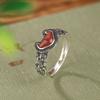 Yilu plata S925 plata esterlina rojo sur retro envejecido anillo de flor de ciruelo de la suerte estilo étnico personalizado anillo de flor