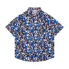 Camisas Florales de Comercio Exterior Transfronterizo, Manga Corta, Unisex, Estilo Pareja, Estilo Vacaciones en la Playa, Festival Songkran, Camisas Tailandesas, Chaquetas