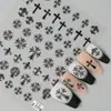 2025 Novos Adesivos de Arte para Unhas com Cruz Croix Embossed Preto e Branco Estilo Ins de Alta Qualidade Adesivos à Prova d'Água para Copo de Água