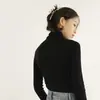 Suéter Fino de Lana para Mujer Cuello Alto Delgado Delgado Invierno Color Sólido Tejido Interior Manga Larga Camisa Base de Lana