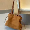 Bolsa tote de couro bovino genuíno de camada superior para mulheres, bolsa de ombro e transversal de grande capacidade para o dia a dia, bolsa tipo balde versátil de uso duplo