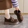 Nuevos Zapatos Birkenstock de Invierno Gruesos para Mujer 2026 con Forro de Felpa, Cierre de Velcro, Zapatos Peludos, Mocasines Maillard que Aumentan la Altura, Zapatos de Algodón