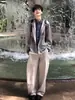 Moletom Cardigan Patchwork Listrado Falso Duas Peças para Homem, Jaqueta Curta Estilo College Cleanfit de Outono para Homem