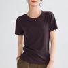 Verão 2026 Novo Estilo Lyocell Tencel Linho Blusa Atualizada Design Fino de Manga Curta Camiseta Casual de Meia-Manga