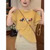 Camiseta Feminina 2026 Nova Moda Versátil Estilosa Slim-Fit Rosa Algodão Manga Curta para Verão