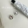 Aretes de plata esterlina S925 nicho simple liso geométrico ovalado irregular para mujer ins moda fría