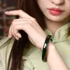 Pulsera de jade Hetian de Xinjiang natural para mujer Pulsera cuadrada verde torre verde oscuro Pulsera de jade zafiro ensanchada engrosada pulsera de jade