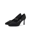8026-6 Salto Alto Stiletto Estampa de Leopardo Vintage Moda Bico Fino Plataforma Impermeável Confortável Boca Rasa Sapatos de Salto