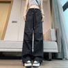 Calça de Trabalho American Style Secagem Rápida Feminina Verão 2025 Seda Gelada Fina Emagrecedora Fresca Proteção Solar Calças Cintura Alta Perna Larga Calça Paraquedista