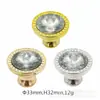 Manijas pequeñas redondas de plástico al por mayor, manijas de diamante de cristal doradas, manijas para gabinetes, cajones, mesitas de noche, armarios