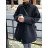 Elegante abrigo de lana grueso versátil estilo coreano retro de invierno estilo británico de alta gama con cuello alto de un solo botón