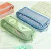 Bolsa de Lápices de Malla Transparente Ins de Aspecto Elevado Doble Capa Gran Capacidad Simple Bolsa de Papelería Especial para Examen de Estudiante
