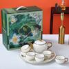 Nuevo Juego de Café de Cerámica Chinoiserie Juego de Té Caja de Regalo Regalo para el Hogar Regalo de Lujo Mármol Juego de Agua Moderno