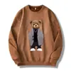 Moda Outono Comércio Exterior Moletom com Capuz em Camurça Estilo Americano Tendência Casual Versátil Pulôver Estampa de Urso Top Masculino