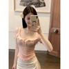 Playera de Encaje de Manga Larga Estilo Pure Lust para Mujer para Verano Look Adelgazante Diseño Sexy Top Corto con Lazo