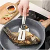 Espátula e Pinça para Fritar Aço Inoxidável 304 Dois em Um, Espátula e Pinça para Fritar Peixe, Pinça para Bife, Pinça para Churrasco, Pinça para Fritar na Cozinha, Pinça Anti-Queimadura
