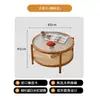 Mesa de Centro de Vidro Estilo Japonês Changhong Combinação de Madeira Maciça e Rattan Simples Nórdico Sala de Estar Casa Apartamento Pequeno Redonda