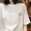Camiseta de Manga Corta para Mujer Verano Algodón Puro Estilo Coreano Estampado Pequeño Inspirado en Diseño 2025 Talla Grande Top Holgado Marca de Moda
