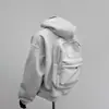Ropa Masculina Estilo Americano Transfronteriza, Nueva Sudadera con Capucha de Primavera con Diseño de Mochila en la Espalda, Top para Hombre en Gris Jaspeado, Sudadera de Moda para Hombre