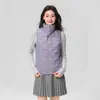 Colete de Penas Leve Feminino com 90% de Penas, Gola Alta, Novo Estilo Outono e Inverno, Colete Emborrachado com Padrão de Nuvens, Tendência