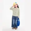 Ropa Infantil Nuomi Wanzi 2026 Otoño Nuevo Top para Niñas Estilo Coreano Rayas de Copo de Nieve Suéter Cárdigan de Manga Larga