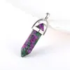 Collar de cristal con colgante de piedra natural europeo y americano al por mayor Amazon wish ágata columna hexagonal bala joyería de comercio exterior