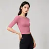 Top de Yoga Ajustado para Mujer con Mangas Cortas y Corte Cropped - Elástico, Amigable con la Piel, Favorecedor, Camiseta Versátil de Capa Base Deportiva