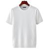 Camiseta de Seda de Gelo Vazada de Manga Curta Verão Camisa de Malha Fina Masculina Simples Versátil Respirável Gola Redonda Manga Meia Moda Top
